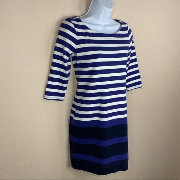Banana Republic Blue White Striped Dress Stretch Petite Extra Small - Picture 5 of 11